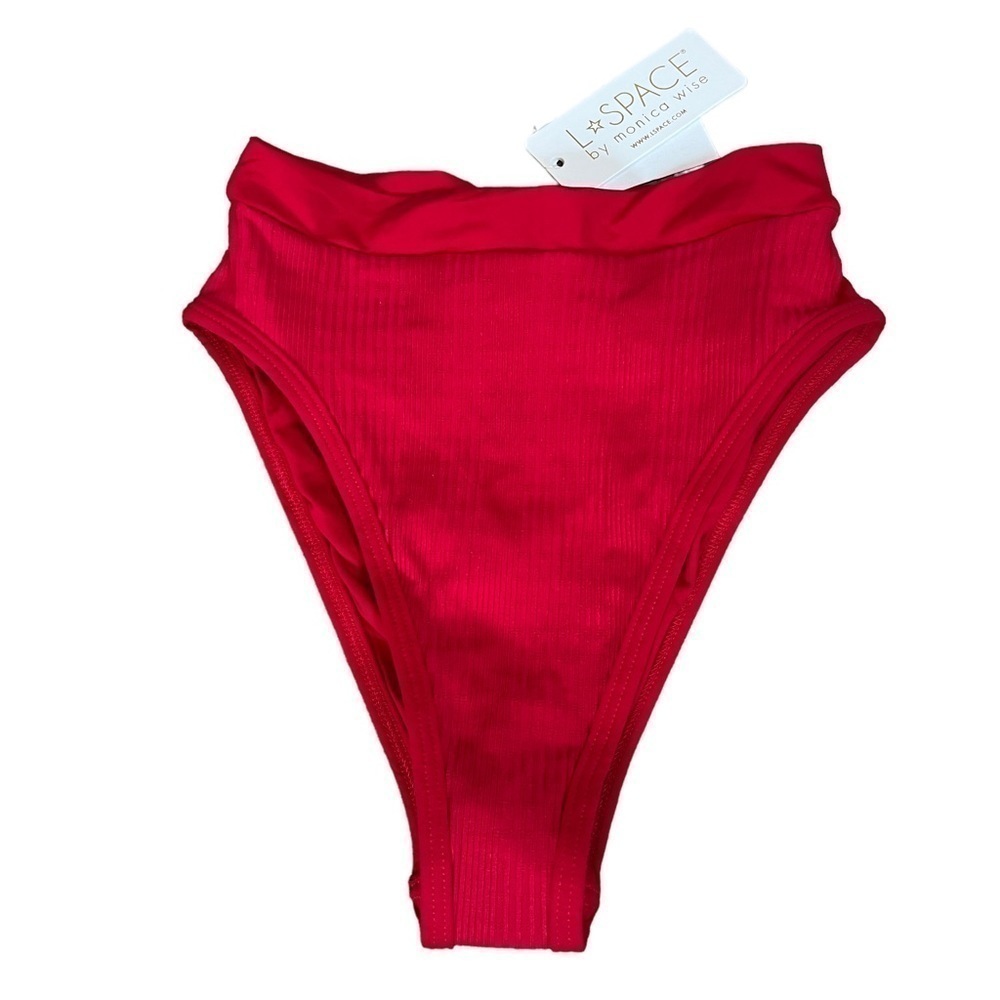 NWT Revolve L*space Small Ribbed Frenchi Bikini Bitsy Bottom lipstick red
